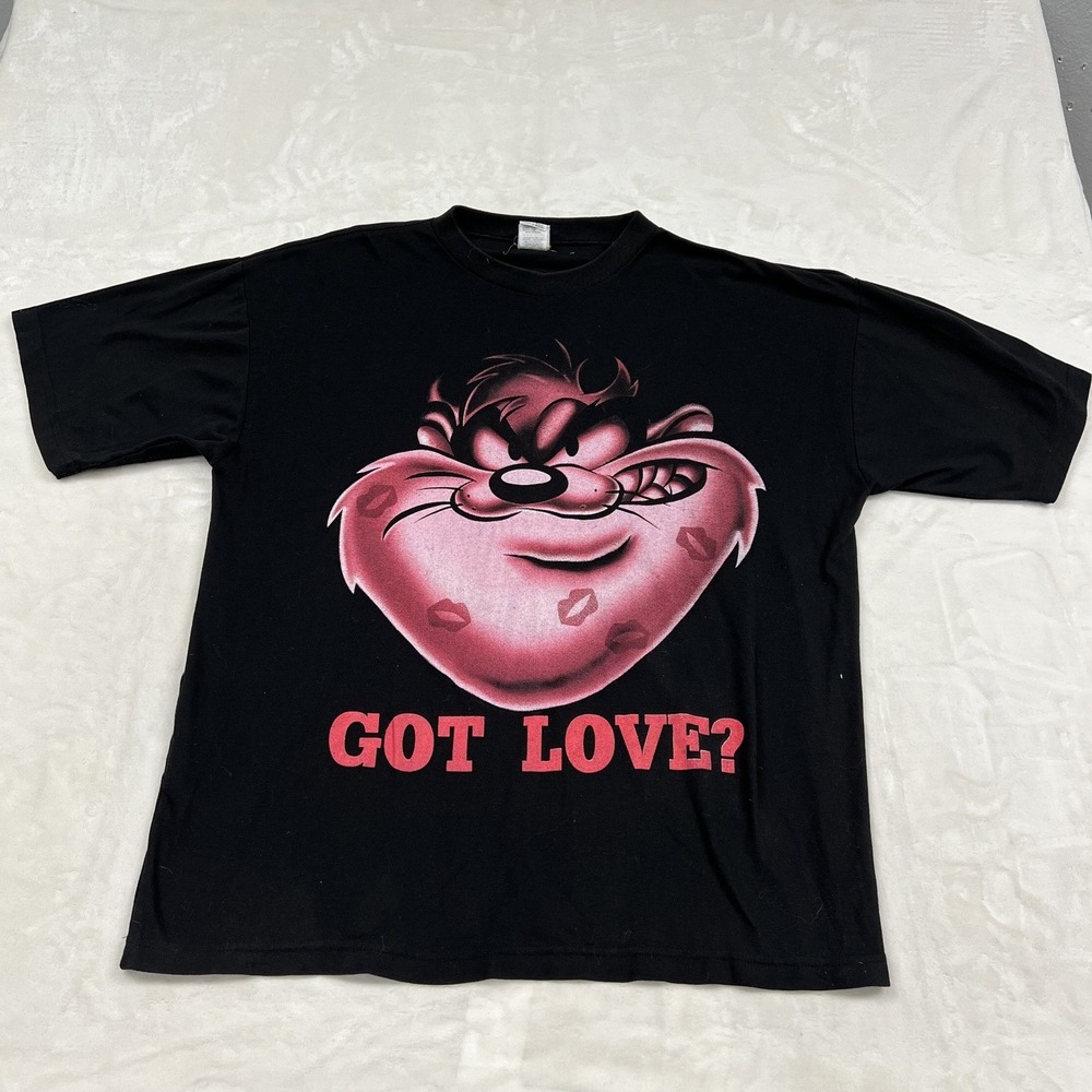 Looney Tunes Graphic T-Shirt Mens XL Black 1997 Taz Got Love Vintage Tee